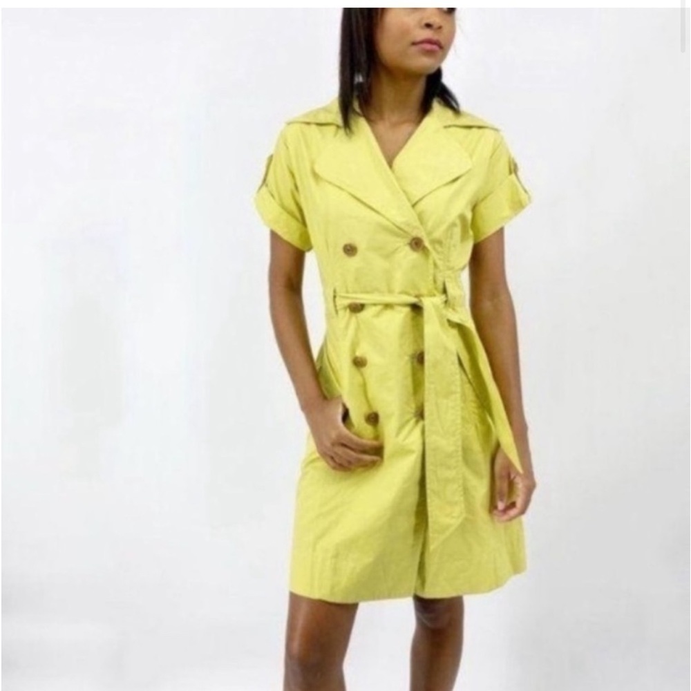 CABI 390 Safari Trench Coat Belted Dress Loquat Double Breasted